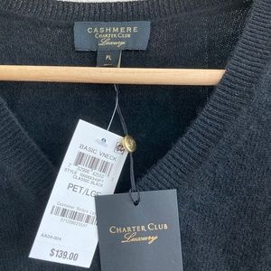 Charter Club Black Cashmere V-Neck Sweater